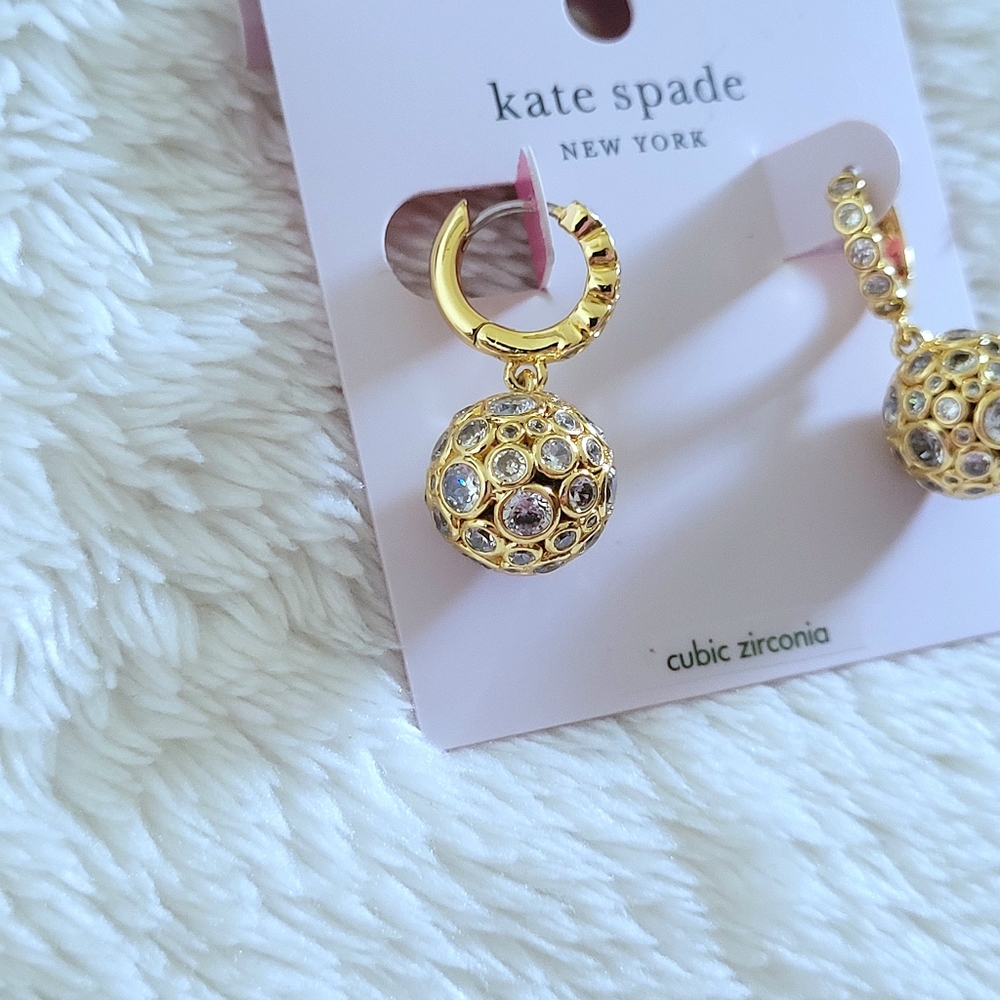 Kate Spade♠️ "On The Dot" Sphere🌎 Huggie🤗 Hoop Earrings - Picture 15 of 16